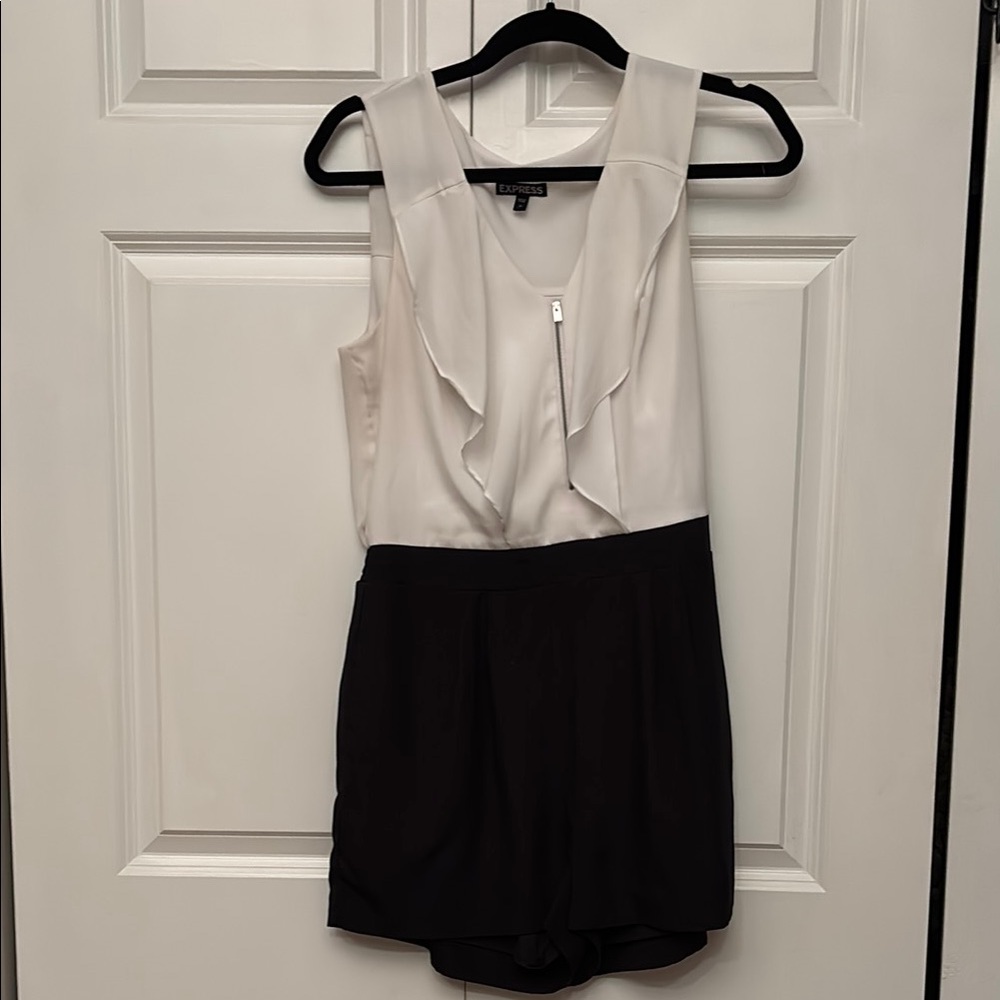 Black and White Sleeveless Romper